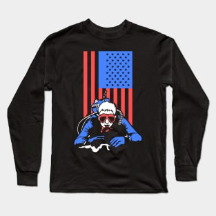 SCUBA DIVING: US Flag Scuba Diving scuba diver t shirt gift Long Sleeve T-Shirt